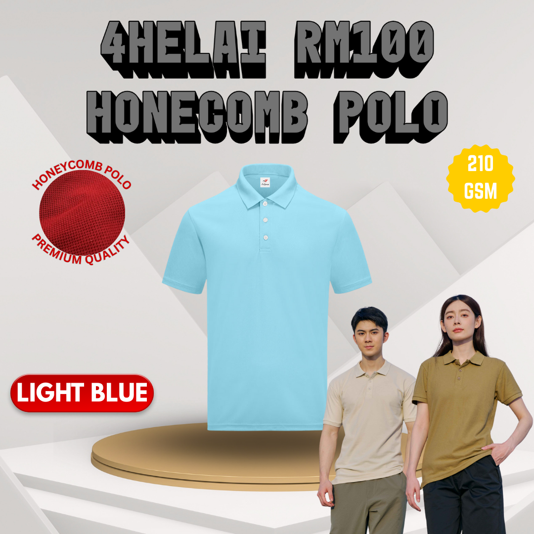[4 Helai RM100] Honeycomb Polo 210 gsm Unisex Polo Tee