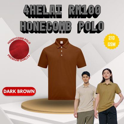 [4 Helai RM100] Honeycomb Polo 210 gsm Unisex Polo Tee