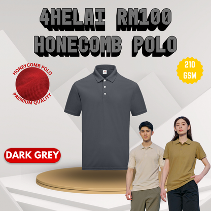 [4 Helai RM100] Honeycomb Polo 210 gsm Unisex Polo Tee