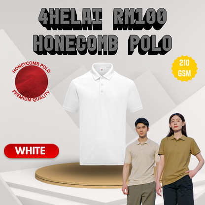 [4 Helai RM100] Honeycomb Polo 210 gsm Unisex Polo Tee