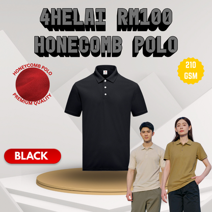 [4 Helai RM100] Honeycomb Polo 210 gsm Unisex Polo Tee