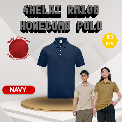 [4 Helai RM100] Honeycomb Polo 210 gsm Unisex Polo Tee