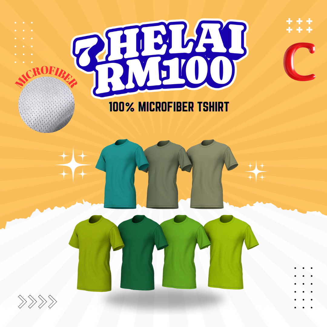Microfiber Tshirt [7Helai RM100] Unisex Jersey 100% Prime Tech Microfiber Anti UV Anti Bacteria