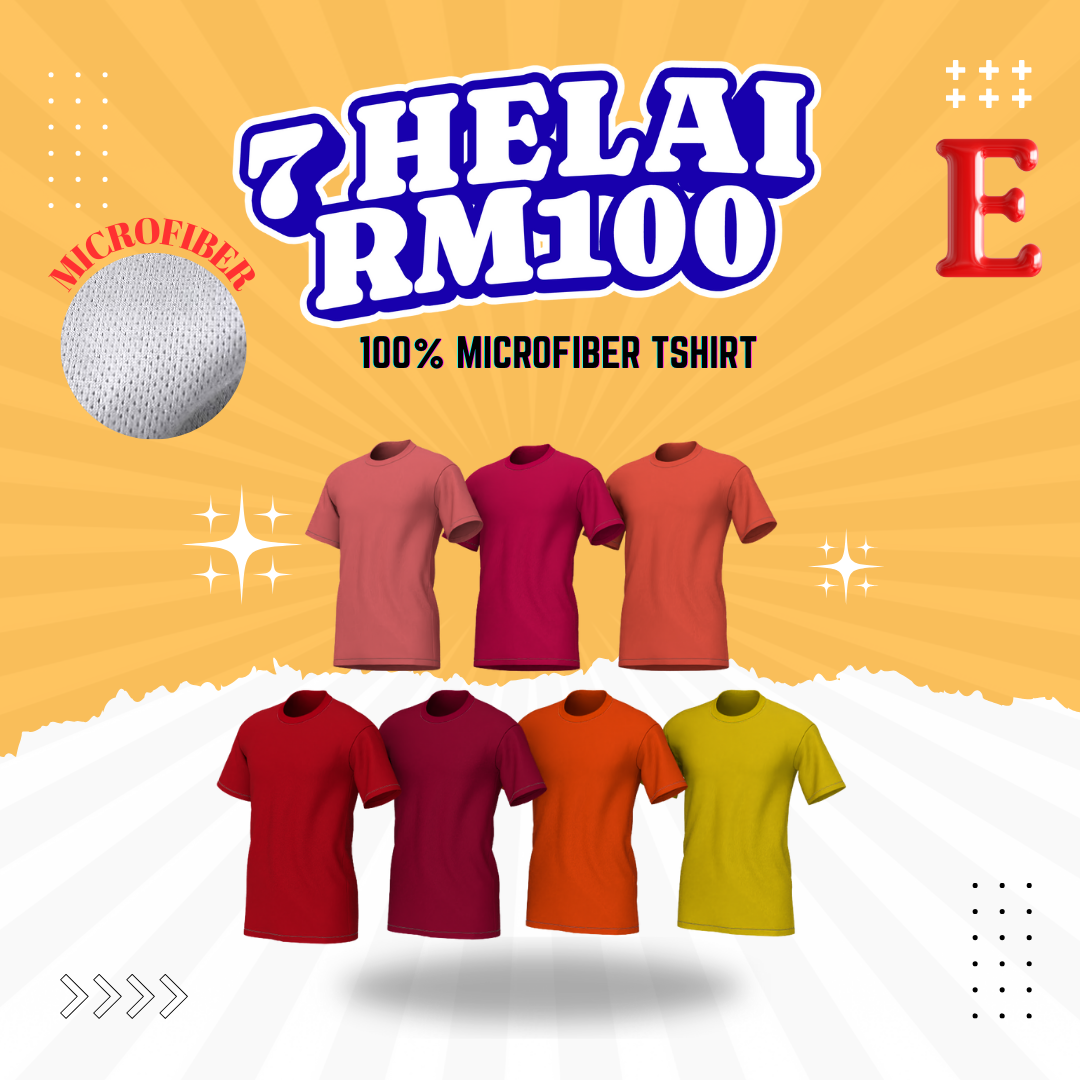 Microfiber Tshirt [7Helai RM100] Unisex Jersey 100% Prime Tech Microfiber Anti UV Anti Bacteria