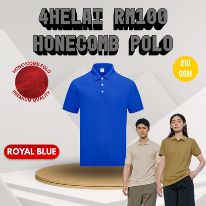 [4 Helai RM100] Honeycomb Polo 210 gsm Unisex Polo Tee