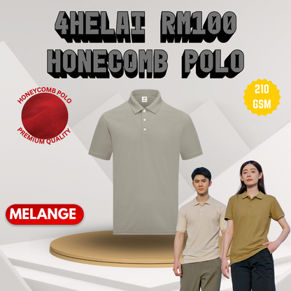 [4 Helai RM100] Honeycomb Polo 210 gsm Unisex Polo Tee