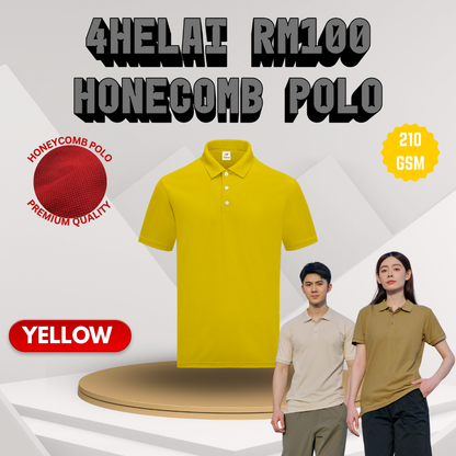 [4 Helai RM100] Honeycomb Polo 210 gsm Unisex Polo Tee