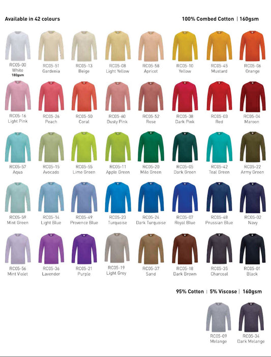 【5 Helai RM100】Premium Cotton Long Sleeve T-Shirt Bundle 160GSM | Unisex XS–3XL