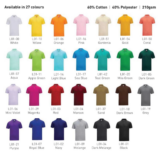 Honeycomb Polo Shirt 210GSM | Unisex Breathable Polo Tee | 4 Helai RM100