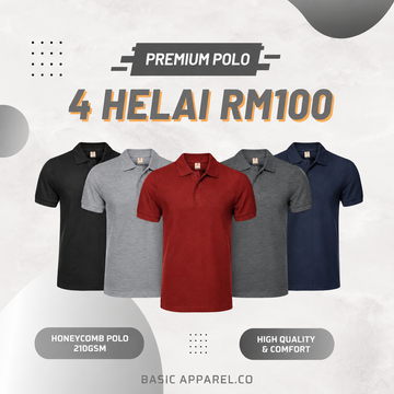 Honeycomb Polo Shirt 210GSM | Unisex Breathable Polo Tee | 4 Helai RM100
