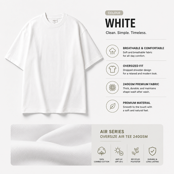 Basic Apparel Air Series Oversized Tee 240GSM | Unisex Cotton-Blend T-Shirt
