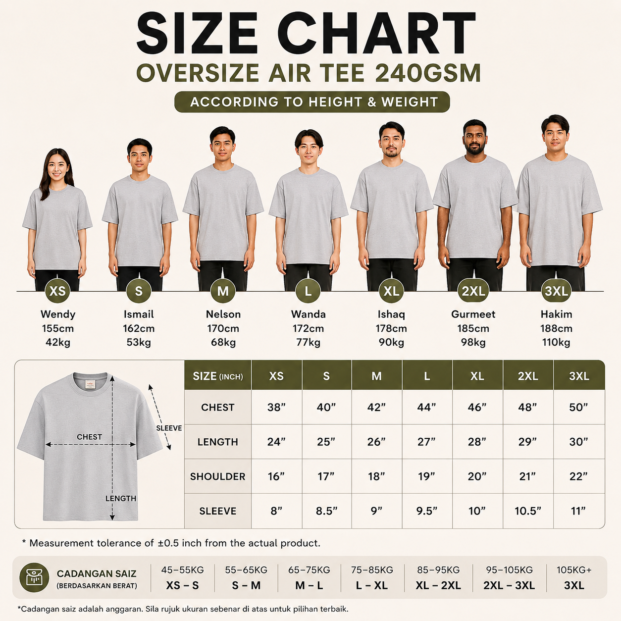 Basic Apparel Air Series Oversized Air Tee 240GSM