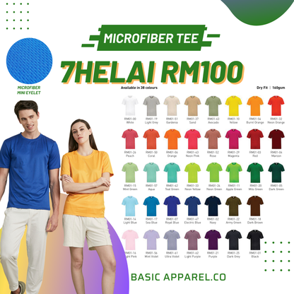 Microfiber Tshirt [7Helai RM100] Unisex Jersey 100% Prime Tech Microfiber Anti UV Anti Bacteria