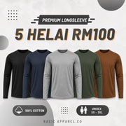 5 Helai RM100 Premium Cotton Long Sleeve
