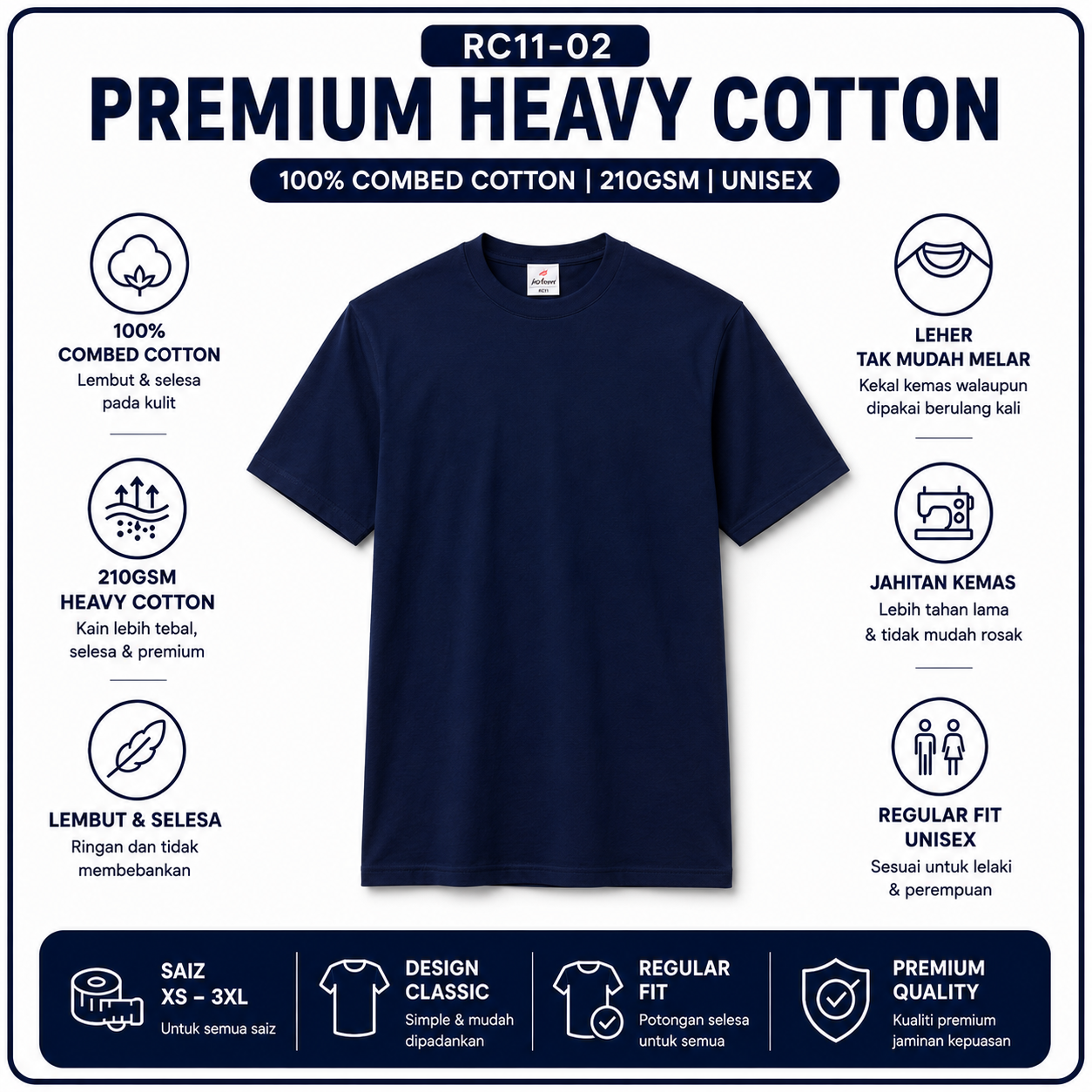 Premium Heavy Cotton T-Shirt 210GSM | 4 Helai RM100 | Original RM35/Helai