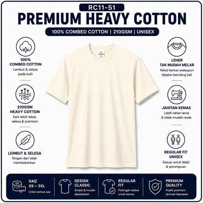 Premium Heavy Cotton T-Shirt 210GSM | 4 Helai RM100 | Original RM35/Helai