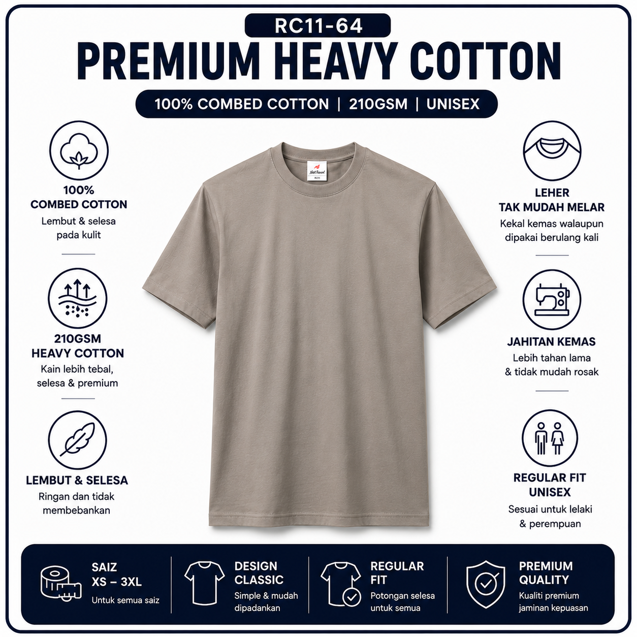 Premium Heavy Cotton T-Shirt 210GSM | 4 Helai RM100 | Original RM35/Helai