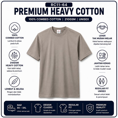 Premium Heavy Cotton T-Shirt 210GSM | 4 Helai RM100 | Original RM35/Helai