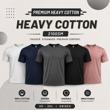 【4 Helai RM100】Premium Heavy Cotton T-Shirt 210GSM | Unisex